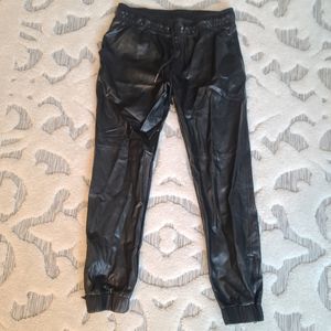 David Lerner faux leather jogger pants